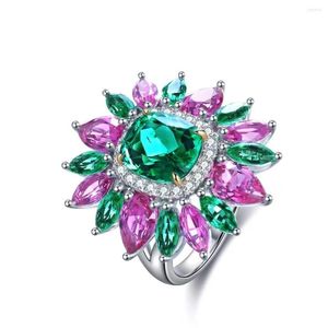 Cluster ringen Pormiana 9K Gold 2.37S Lab Emerald Ring Women Sieraden feestgeschenk
