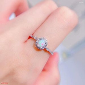 Bagues de cluster Premium Bijoux Naturel Gemstone 925 Sterling Silver Opal Dames Bague Cadeau Mariage Mariage Anniversaire s'est fiancé Valenti