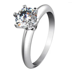 Bagues de cluster Jolie bague classique bijoux 0.6CT Moissanite diamant fiançailles femmes solitaire 18 carats or blanc