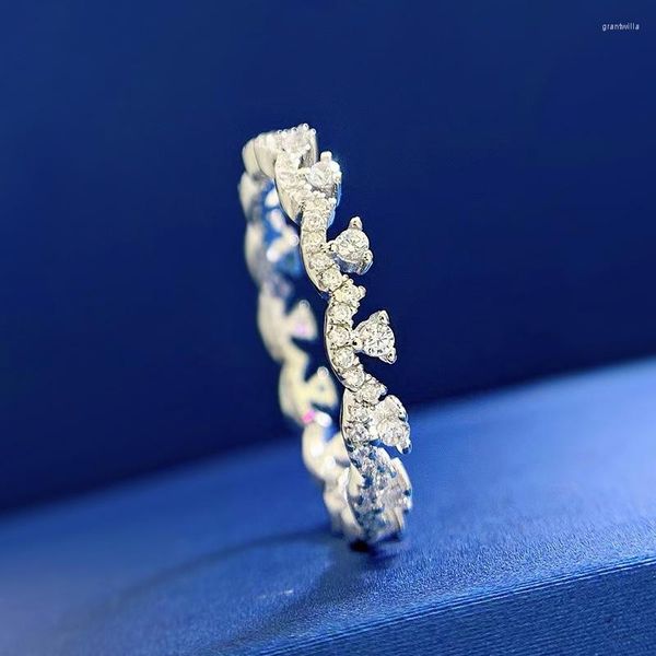 Anillos de racimo princesa corona diamante anillo Real 925 plata esterlina fiesta boda banda para mujeres hombres compromiso promesa joyería regalo