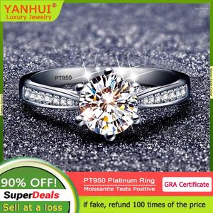 Cluster Ringen PT950 Platinum Eternity Real 0.5CT 1CT Moissanite Ring Voor Vrouwen Top D Kleur VVS1 Diamond Engagement Wedding Band