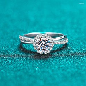 Clusterringen PT950 Platinum Eeuwigheid Real 1CT Moissanite Ring voor vrouwen Top D Kleur VVS1 Diamond verloving Bruiloft Sieraden Gift