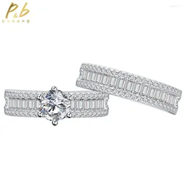 Anillos de clúster pubang joyería fina 925 plata esterlina creada de la banda de fiesta de compromiso de diamantes moissanite set para regalos de mujeres