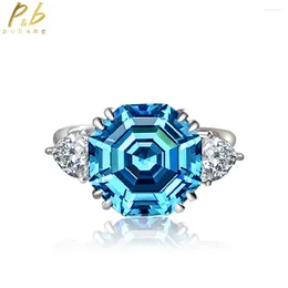 Cluster ringen pubang fijne sieraden 925 sterling zilvergeel/blauwe saffier diamanten ring gecreëerd moissanite voor vrouwen feestgeschenken drop