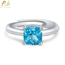 Cluster Anneaux Pubang Fine Bijoux 925 Bague de diamant résidante en argent sterling jaune / rose / bleu créé Moissanite pour femmes Drop cadeaux