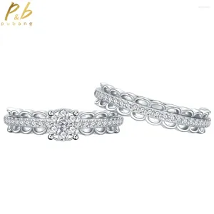 Cluster ringen Pubang Fine Jewelry 925 Sterling Silver Created Moissanite Diamond Anniversary Sparkling Band Set for Women Gift Wholesale