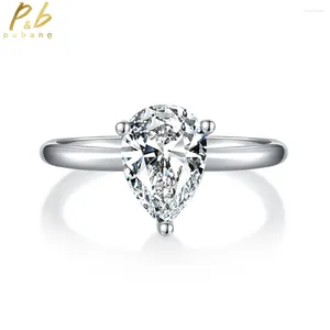 Cluster ringen pubang fijne sieraden 925 Sterling Silver 2CT 7 10 mm Gra Moissanite Pear Diamond Ring For Women Engagement Gift