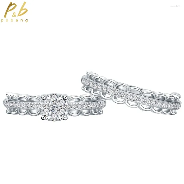 Cluster anneaux pubang beaux bijoux 925 STERLING SIGHT CRÉAGÉ MOSSANITE DIAMOND ANNIVERSARY Band Sparkling Sparding For Women Gift Wholesale