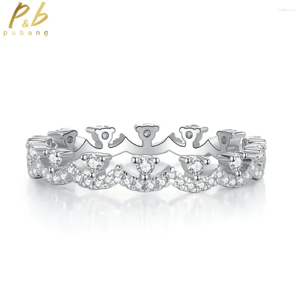 Cluster anneaux pubang fine bijoux 925 Siltling Silver Full Gemstone créé Moissanite Salle Diamond Ring For Women Engagement Gift