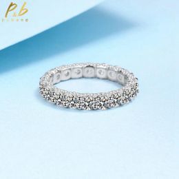 Anneaux de cluster PUBANG Fine Bijoux Solide 925 Sterling Silver Full Real Moissanite Diamond Bague pour femmes Cadeau d'anniversaire de mariage
