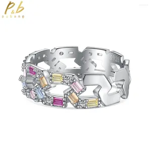 Cluster ringen pubang fijne sieraden solide 925 sterling zilveren kleurrijk gecreëerde moissanite verlovingscocktailring voor vrouwelijke geschenken drop