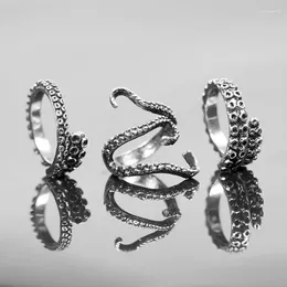 Cluster anneaux punk 3 styles octopus ring argent couleur ou ouverture noire exagérée design bijoux en gros