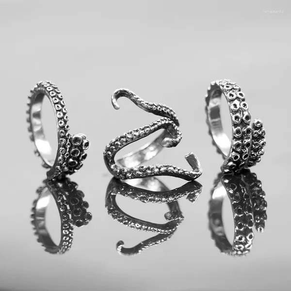 Cluster anneaux punk 3 styles octopus ring argent couleur ou ouverture noire exagérée design bijoux en gros