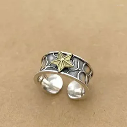 Cluster ringen punk Japanse en Koreaanse trendy sieraden knappe puur zilveren gelukkige pentagram ring retro heren dames watergolfpatroon i