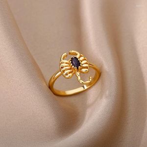 Anillos de racimo Punk Zircon Scorpion Ring para mujeres Cartoon de acero inoxidable Dededo Strange Jewelry Kid Kid Christmas Gift Bijoux