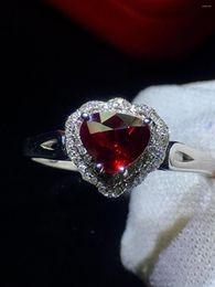 Cluster ringen puur 18K wit goud echt natuurlijk 0.78ct duiven bloed rode robijn diamant bruiloft verloving vrouwelijk voor vrouwen fijne ring