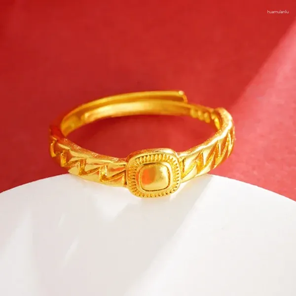 Cluster anneaux de couleur en or jaune 18 km pureur anneau de couleur pour les femmes mariées de bijoux de luxe de luxe Bandes d'anniversaire de mariage cadeaux non fondues