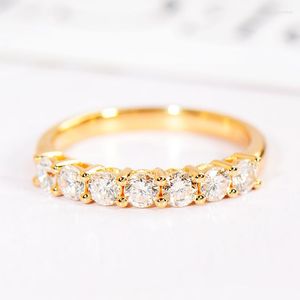 Bagues en grappe en or jaune 18 carats pur DF couleur bague Moissanite sous-laboratoire bijoux en diamant anniversaire de mariage Style classique