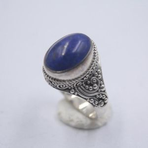 Cluster Rings Bague en argent sterling pur 925 La plus large vague de 16 mm Lapis Lazuli pour femme