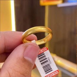 Clusterringen Pure Copy Echt 18k Geel Goud 999 24k Ring Kleurloos Dames Opening Verstelbaar binnen en buiten Eén kleur Mat geconfronteerd