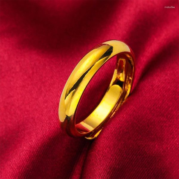 Cluster Rings Copie Pure Réel 18k Or Jaune 999 24k Couleur Brillant Pour Les Amoureux Avec Anneau Réglable Ouverture Jamais Fade Bijoux