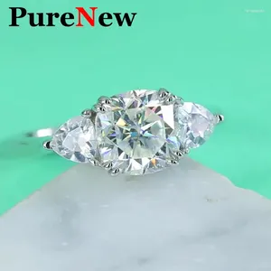 Clusterringen Pure Cushion Cut 1CT/2CT Moissanite Diamond Ring For Women Original 925 Sterling Silver Top Quality