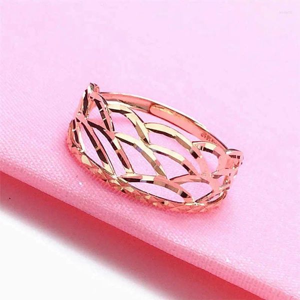 Anillos de racimo puro ruso 585 oro púrpura anillo de bling plateado 14k color rosa clásico estilo de moda corrugado en vivo para mujeres