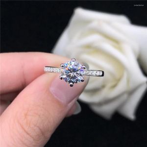 Cluster ringen puur wit goud 18K D klasse 1CT Moissanite verlovingsring test positieve waardevolle bruiloft sieraden cadeau voor haar met doos