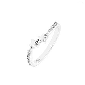 Cluster Ringen QANDOCCI 2023 Winter Vallende Sterren Fonkelende Ring Voor Vrouwen 925 Zilver DIY Past Europese Mode Charme Sieraden