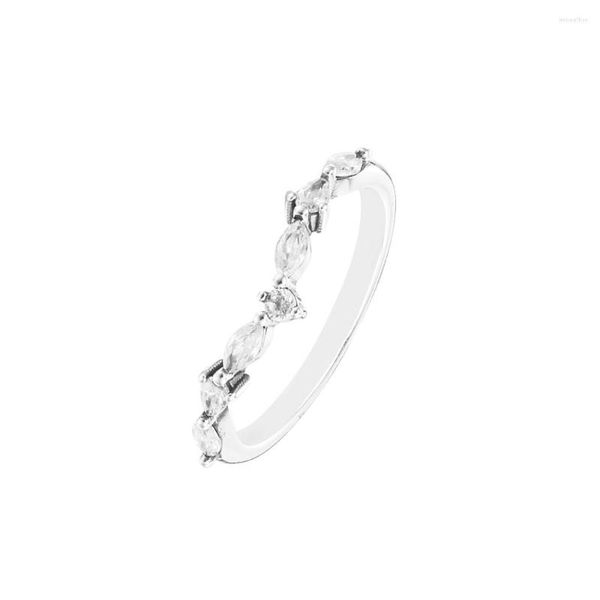 Bagues de cluster Qandocci 2023 Winter Timeless Wish Sparkling Bague alternée pour les femmes 925 Argent DIY Convient aux bijoux de charme de la mode européenne