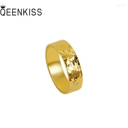 Cluster anneaux qeenkiss 24kt Gold Anneau pour femmes hommes couple amant fin bijoux en gros de la fête de mariage