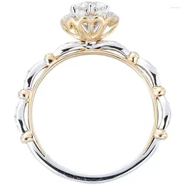 Cluster Ringen QIANJINYI Lefei Mode Luxe Trendy Klassieke Creatieve 0.5ct Moissanite Rose Bloem Ring Voor Charm Vrouwen 925 Zilveren Sieraden