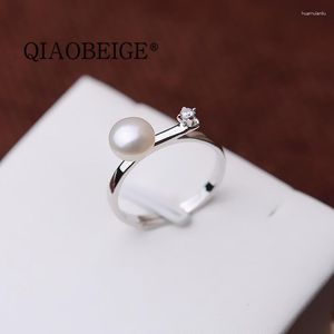 Cluster anneaux Qiaobeige Balance Beam Design Holder S925 Sterling Silver Pearl Jewelry Findings Components Fashion Finds