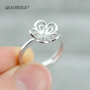 Cluster anneaux Qiaobeige Pearl Accessoire pour la fabrication de bijoux 925 Silver Flower Forme Écorcot