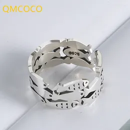 Bagues de cluster QMCOCO Argent Couleur Multicouche Poisson Punk Large Pour Femmes Cadeaux De Noël Réglable Bague Ouverte Fille Bijoux À La Mode