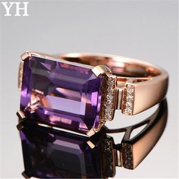 Cluster anneaux Queexiang 2024 S925 STERLING Silver Original Square Purple Zircon Ring pour les femmes Y2k bijoux charme mode Luxury Exquise