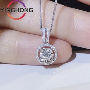 Cluster anneaux Queexiang S925 argent sterling huit cœurs flèches trois mosan diamant collier de bijoux féminin charme de luxe cadeau