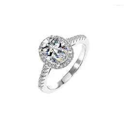 Anneaux de cluster QZJ035 Lefei mode à la mode de luxe classique diamant-ensemble 2Ct Moissanite oeuf ovale anneau charmes femmes argent S925 bijoux de fête