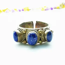Cluster anneaux R246 Rose cuivre en cuivre incrusté lapis lazuli Tiger Eye Labradorite Beads Open pour l'homme