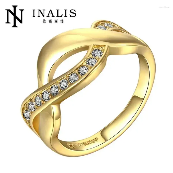 Anillos de racimo R667-A-8 Venta al por mayor de alta calidad sin níquel antialérgico joyería de moda anillo chapado en oro