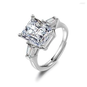 Cluster Ringen Radiant Cut 3ct Volledige Moissante Bruiloft Voor Vrouwen Lab Grown Diamond Promise Band Plated Platina Huwelijk
