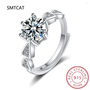 Cluster Rings Real 0,5-3ct Moissanite Wedding Ring voor vrouwen Sterling Silver Round briljante diamant solitaire verlovingsgeschenk