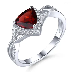 Bagues de cluster Real 1.2 S 925 Bague en argent sterling Naturel Garnet Gemstone Dames Taille US 9