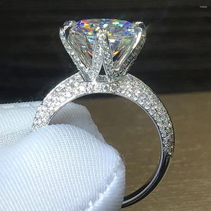 Cluster Rings Real 10K Solid Gold Women Wedding Anniversary Engagement Party Ring Luxe 6 7 8 9 10 CT Round Moissanite Diamond