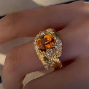 Cluster Ringen Echte 14K Gouden Ametrine Edelsteen Ring Voor Vrouwen Trouwringen Anillos De Effen Geel Vrouwtjes Bizuteria