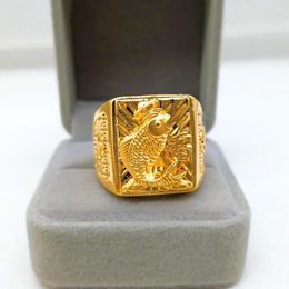 Cluster Ringen Real 14k Goud Kleur Koi Voor Vrouwen Mannen Luxe Opening Verstelbare Kleurloze Ring Bruiloft Verlovingsfeest Fijne Sieraden geschenken