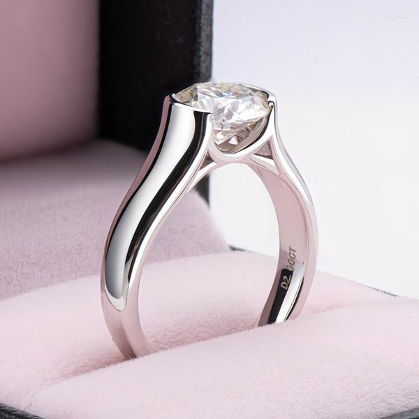 Cluster Anneaux Réel 2ct D Couleur Étincelant Moissanite Pour Les Femmes 925 En Argent Sterling Anniversaire Fête Anneau Femme Bijoux En Gros