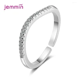 Bagues de cluster Real 925 Silver Simple Zircon Bague d'ouverture pour femmes Véritable réglable Cadeau de fête de mariage Anillos