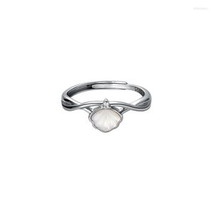 Cluster Rings REAL.925 Sterling Silver Double Rangées Wave Cz 4a Solitaire Shell Conch Ring Openable Jewelry C-J9276