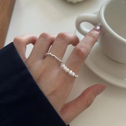 Anillos de racimo Real 925 STERLING SILEA GLOSSY BROKER PERLLA Fashion Simple Women's Finger Jewelry Gift